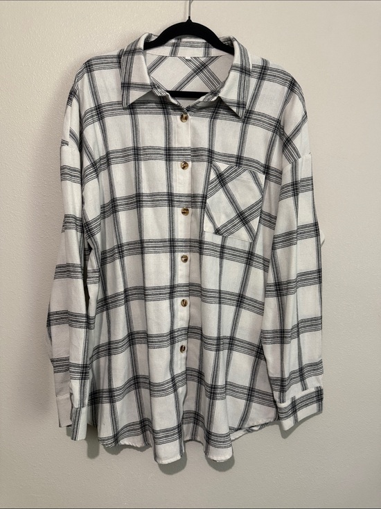Tops - Women's White & Black Plaid Button-Up Bride Shirt with “Till death do us part”